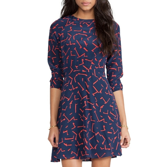 Shoshanna Dresses & Skirts - Shoshana 100% Silk Midnight Blue and Red Dress